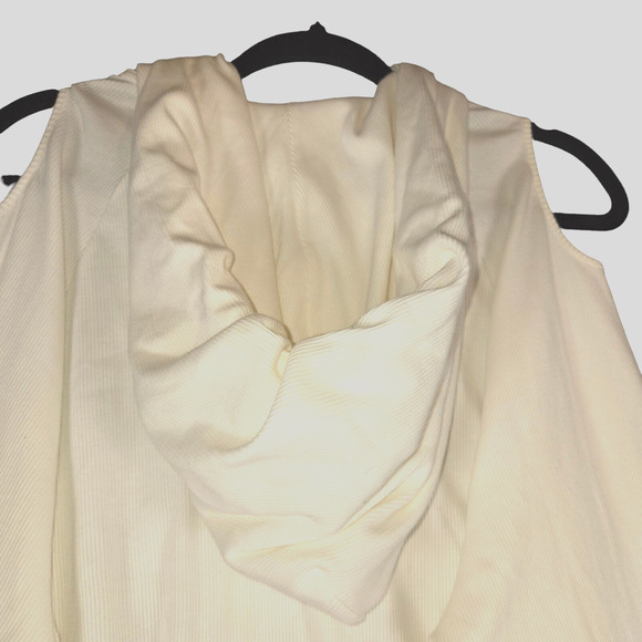 I.D. Sarrieri Womens UK 2XL Hoodie Charlie Cold-shoulder Ribbed Cream Cropped - Picture 3 of 13